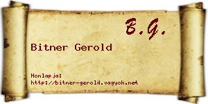 Bitner Gerold névjegykártya